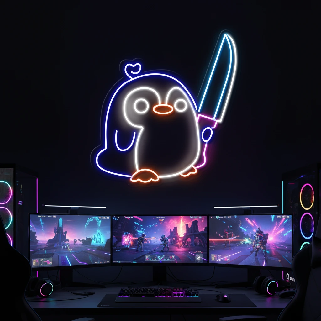 Cute Penguin Neon Sign Kids Gift Neon Sign by Neonchics