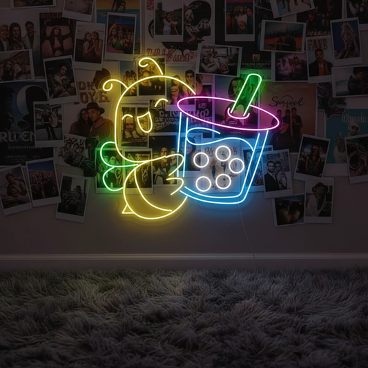 Bee Drinking Boba Tea Neon Sign by Neonchics