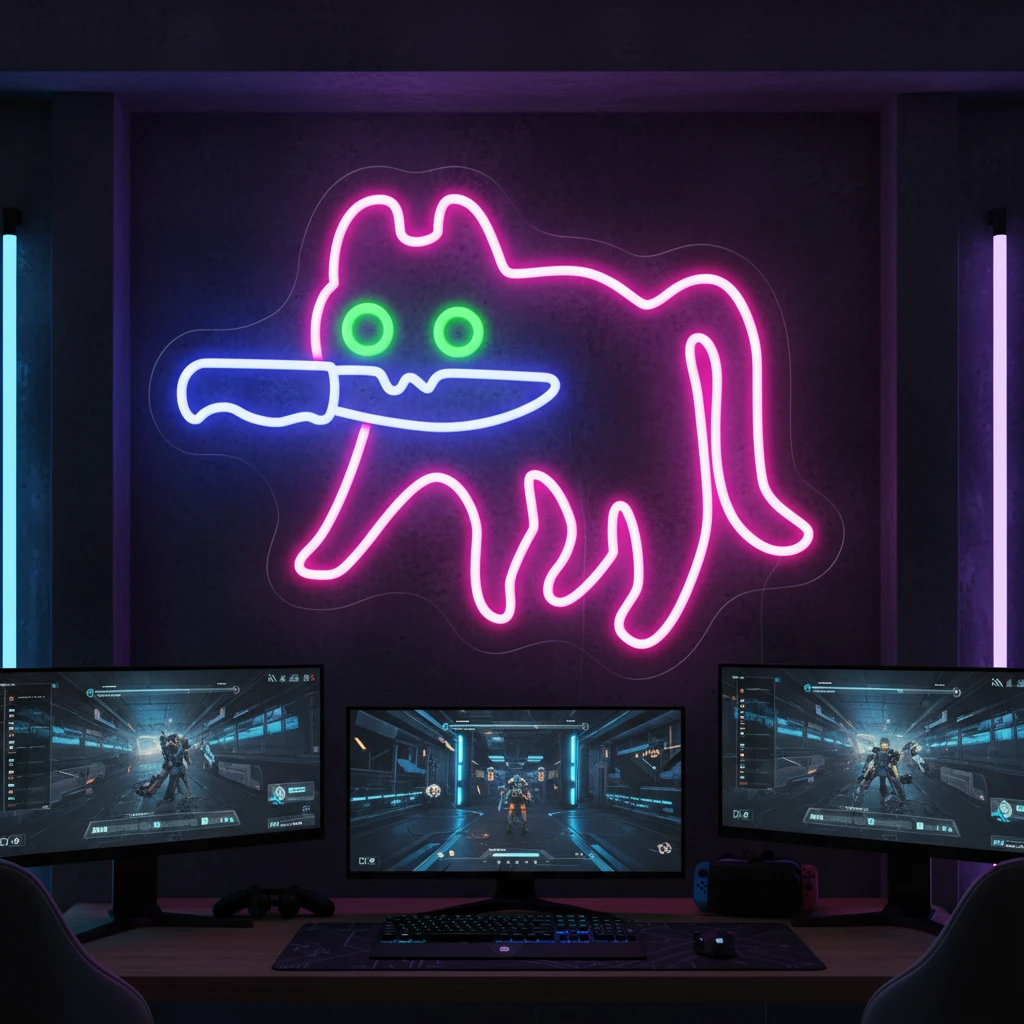 Sneaky Cat Neon Sign Cute Bedroom Mood Booster Light by Neonchics