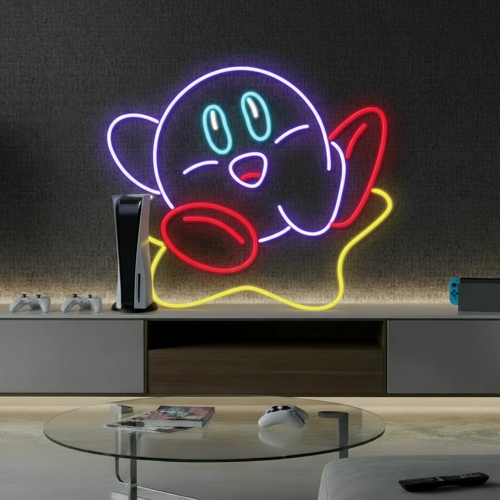 Cartoon Kirby Neon Sign Kids Room Decor Sign by Neonchics