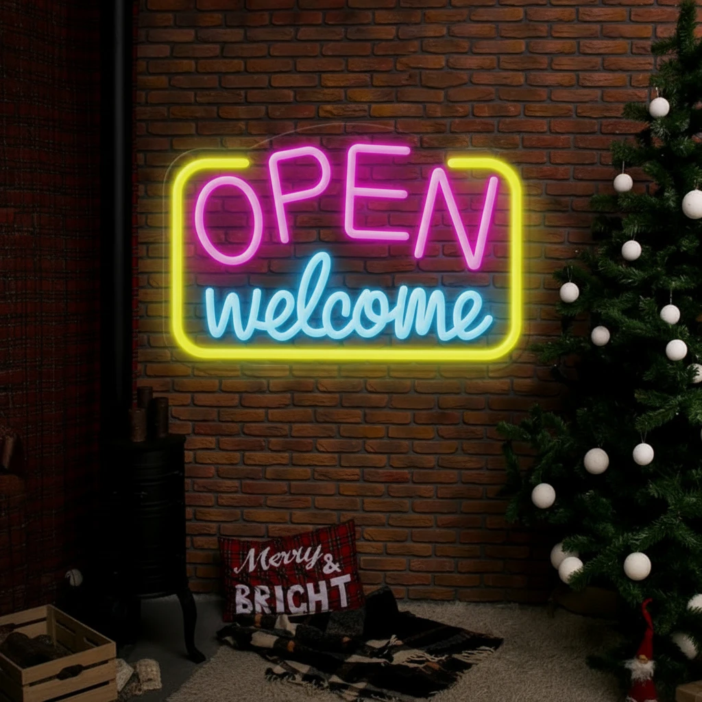 Open Welcome Neon Sign Shop Decor Neon Sign by Neonchics