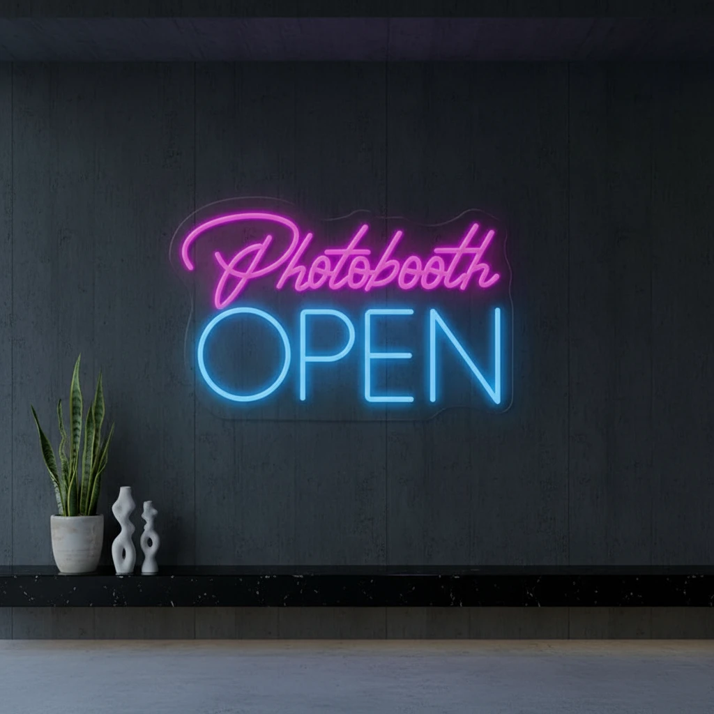Photo Booth Studio Open Led Neon Sign by Neonchics