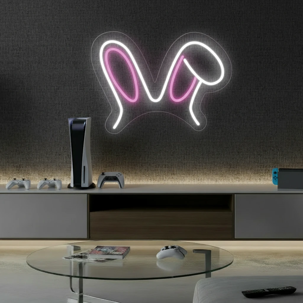 Bunny Ear Led Neon Sign Gaming Room Decor Sign by Neonchics