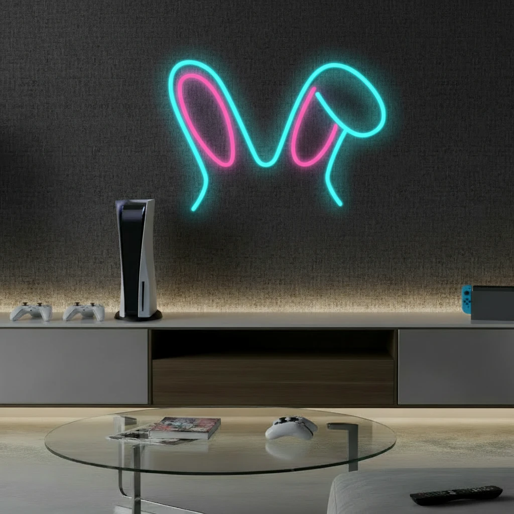 Bunny Ear Led Neon Sign Gaming Room Decor Sign by Neonchics