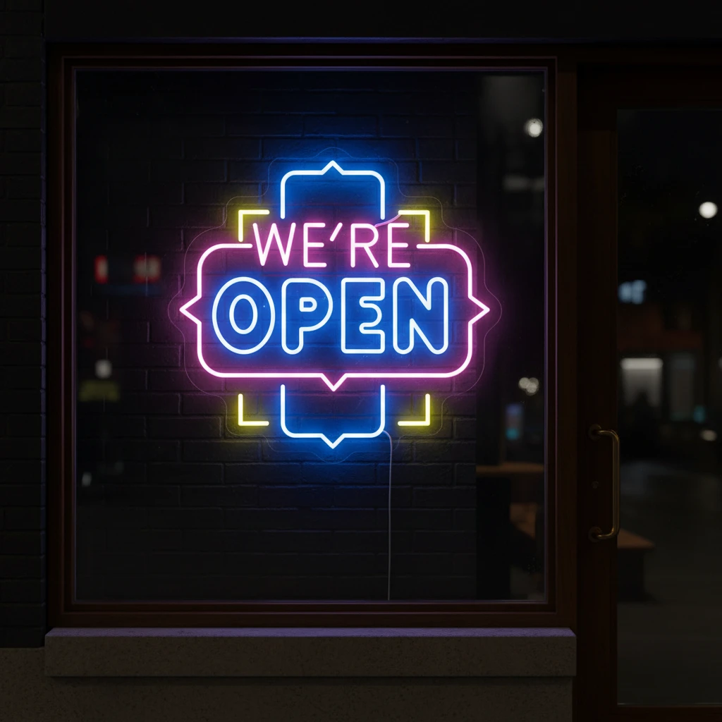 We're Open Led Neon Sign Business Shop Decor Sign by Neonchics