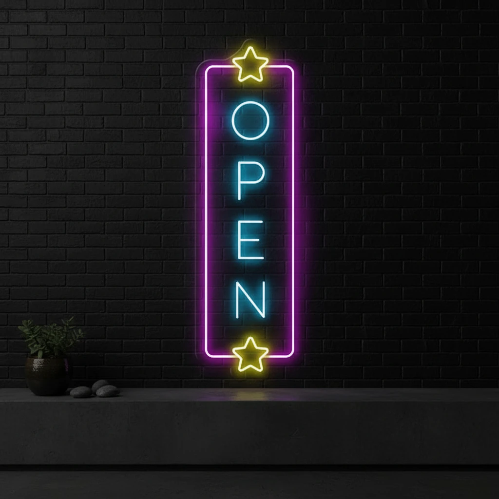 Vertical Open Led Neon Sign Business Shop Decor Sign by Neonchics