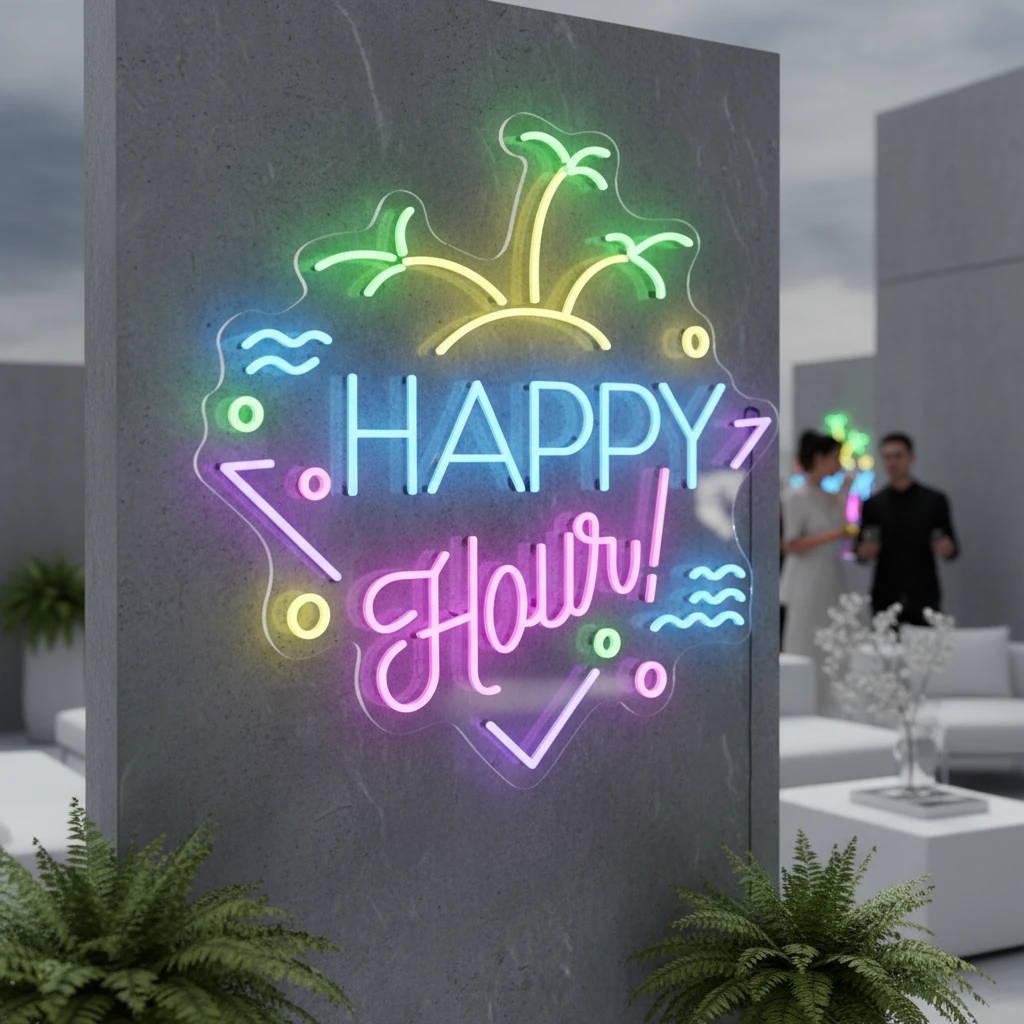Custom Happy Hour Led Neon Sign Home Decor Sign by Neonchics