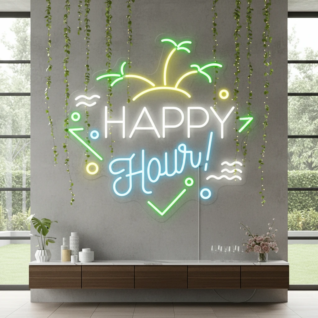 Custom Happy Hour Led Neon Sign Home Decor Sign by Neonchics