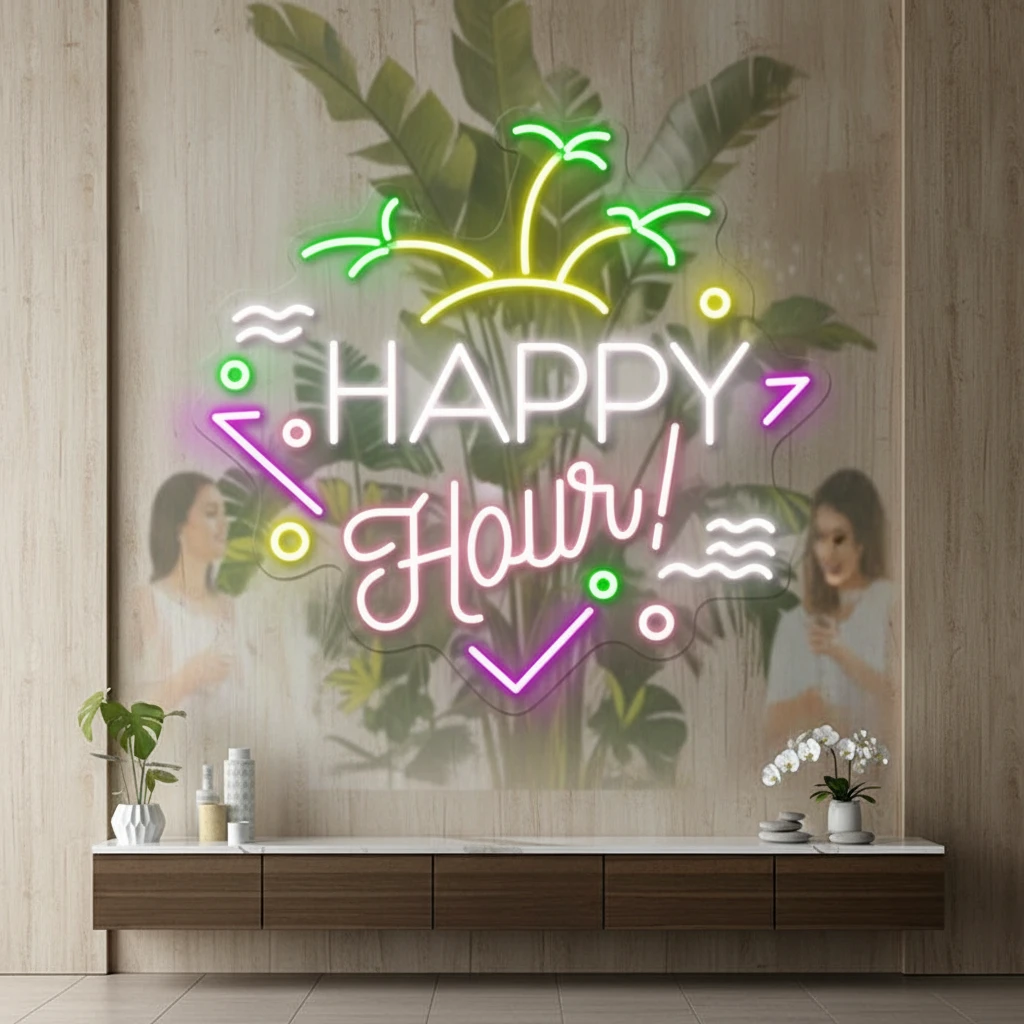 Custom Happy Hour Led Neon Sign Home Decor Sign by Neonchics