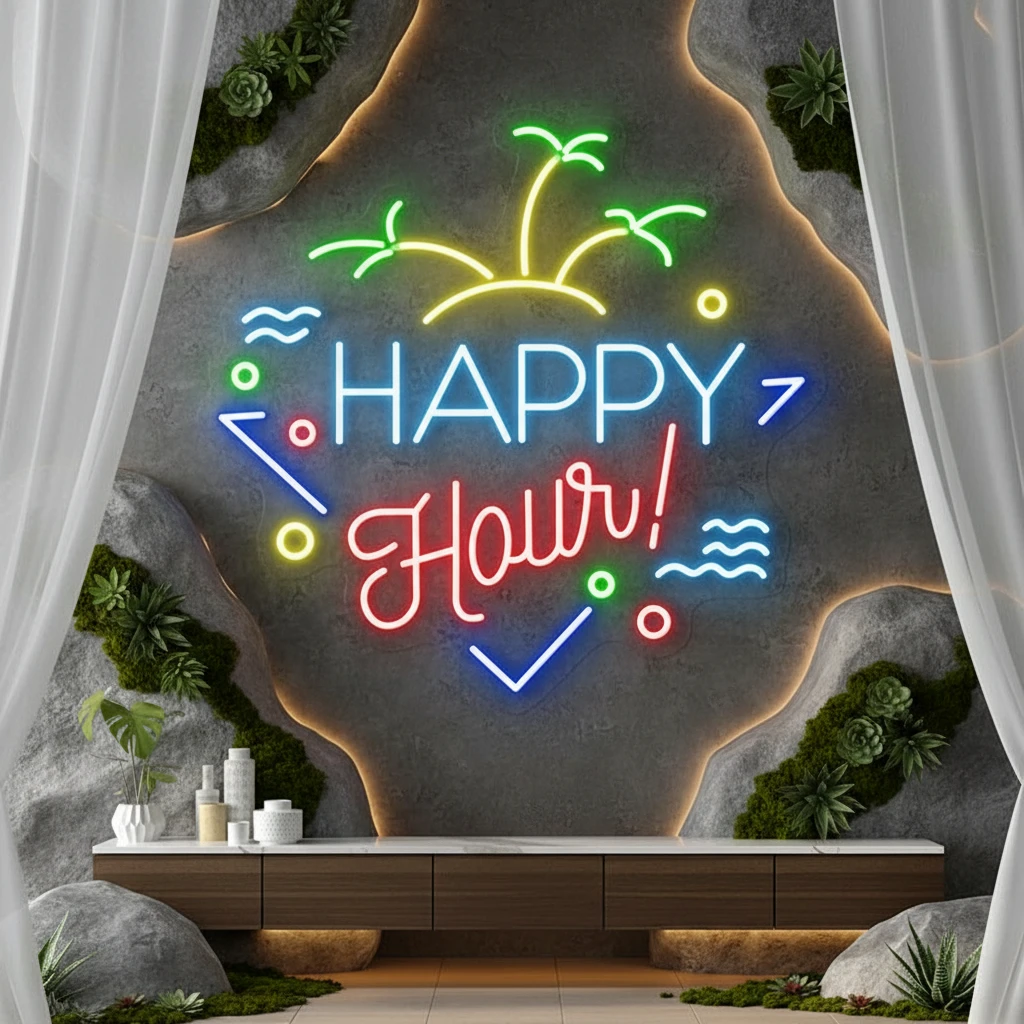 Custom Happy Hour Led Neon Sign Home Decor Sign by Neonchics