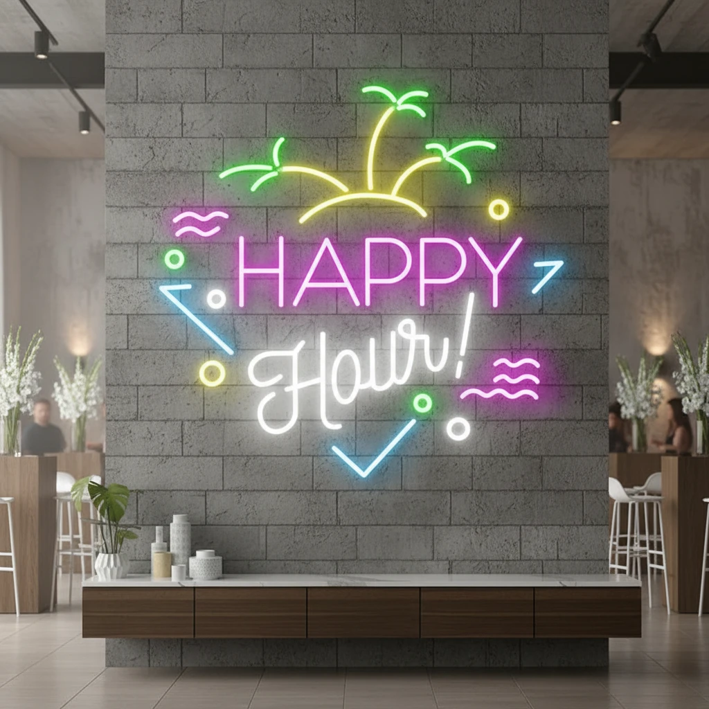 Custom Happy Hour Led Neon Sign Home Decor Sign by Neonchics