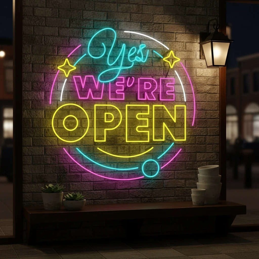 Yes We're Open Led Neon Sign Business Shop Decor Sign by Neonchics