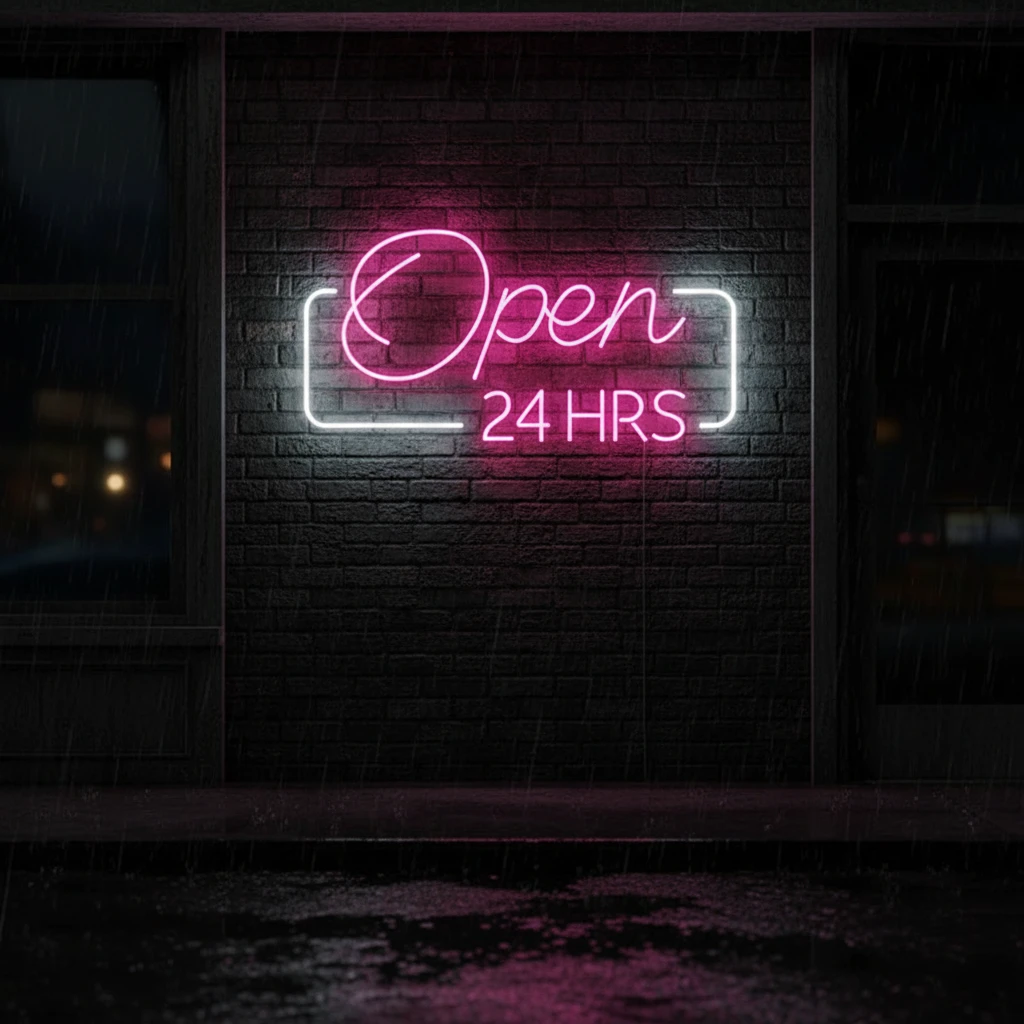 24 Hours Open Led Neon Sign for Shop Decor by Neonchics