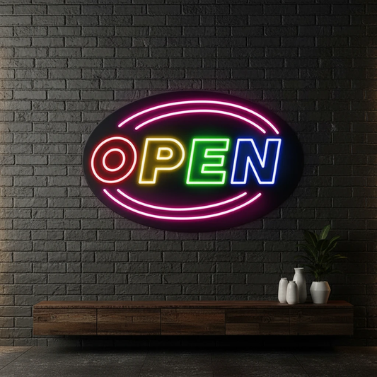 Colorful Open Led Neon Sign by Neonchics