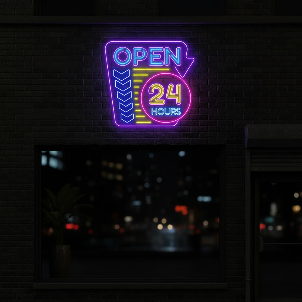 24 Hours Led Open Neon Sign Business Shop Decor Signs by Neonchics