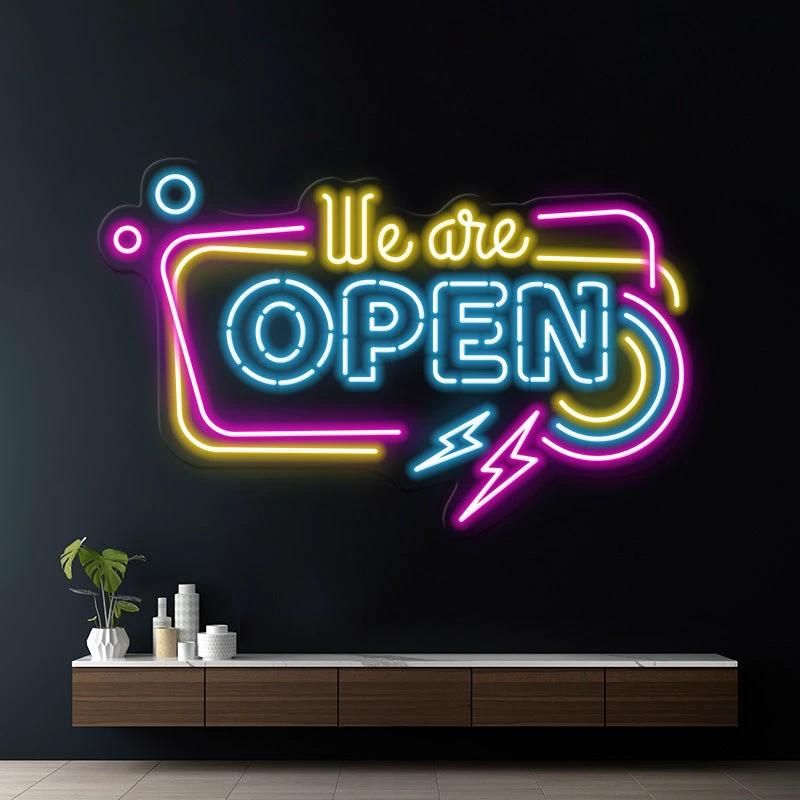 Colorful We're Open Led Neon Sign by Neonchics