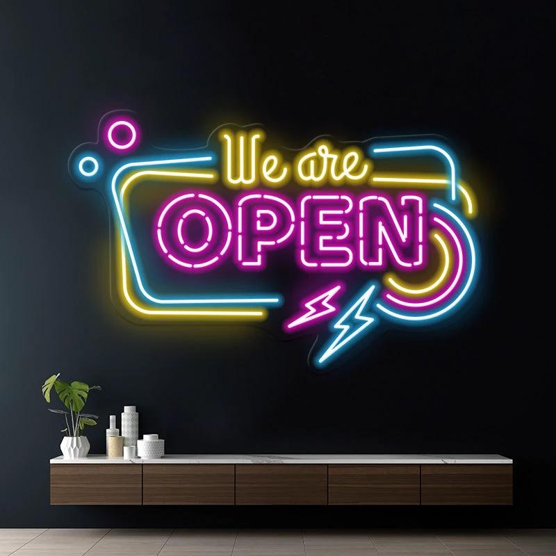 Colorful We're Open Led Neon Sign by Neonchics