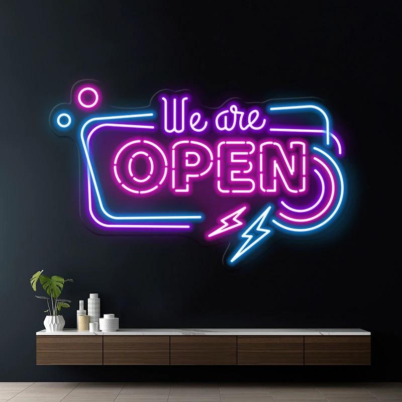 Colorful We're Open Led Neon Sign by Neonchics