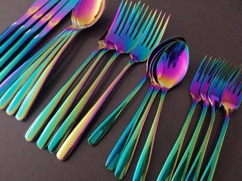 Prismatic Rainbow Cutlery (4 Piece Set) by Bowlift