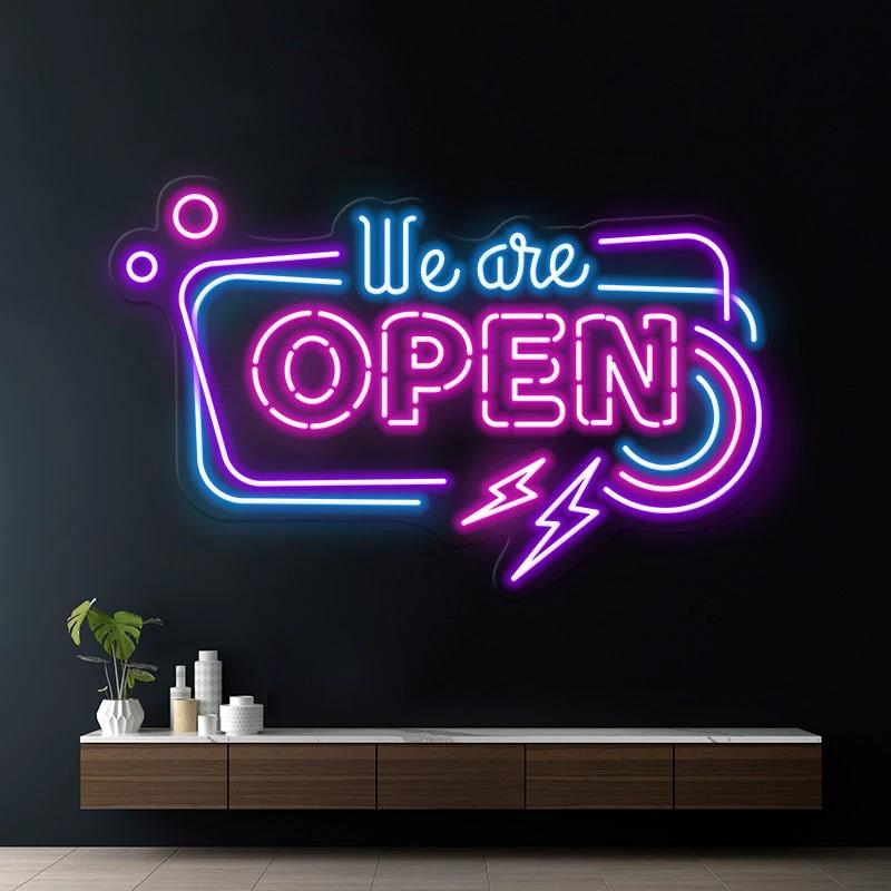 Colorful We're Open Led Neon Sign by Neonchics