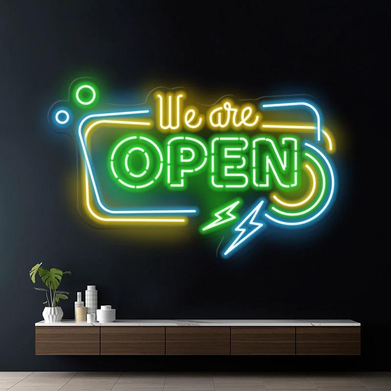 Colorful We're Open Led Neon Sign by Neonchics