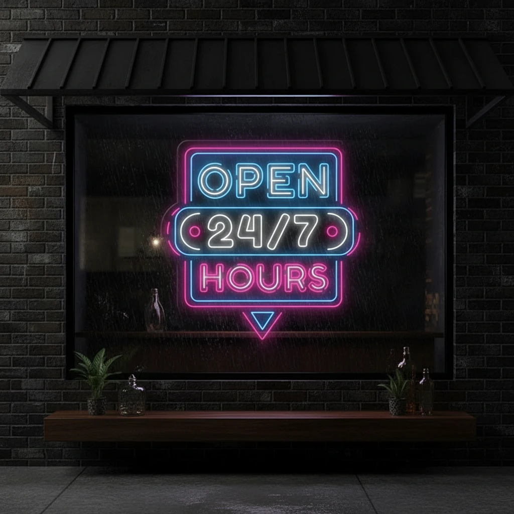 24 Hour Open Led Neon Sign Shop Decor Sign by Neonchics