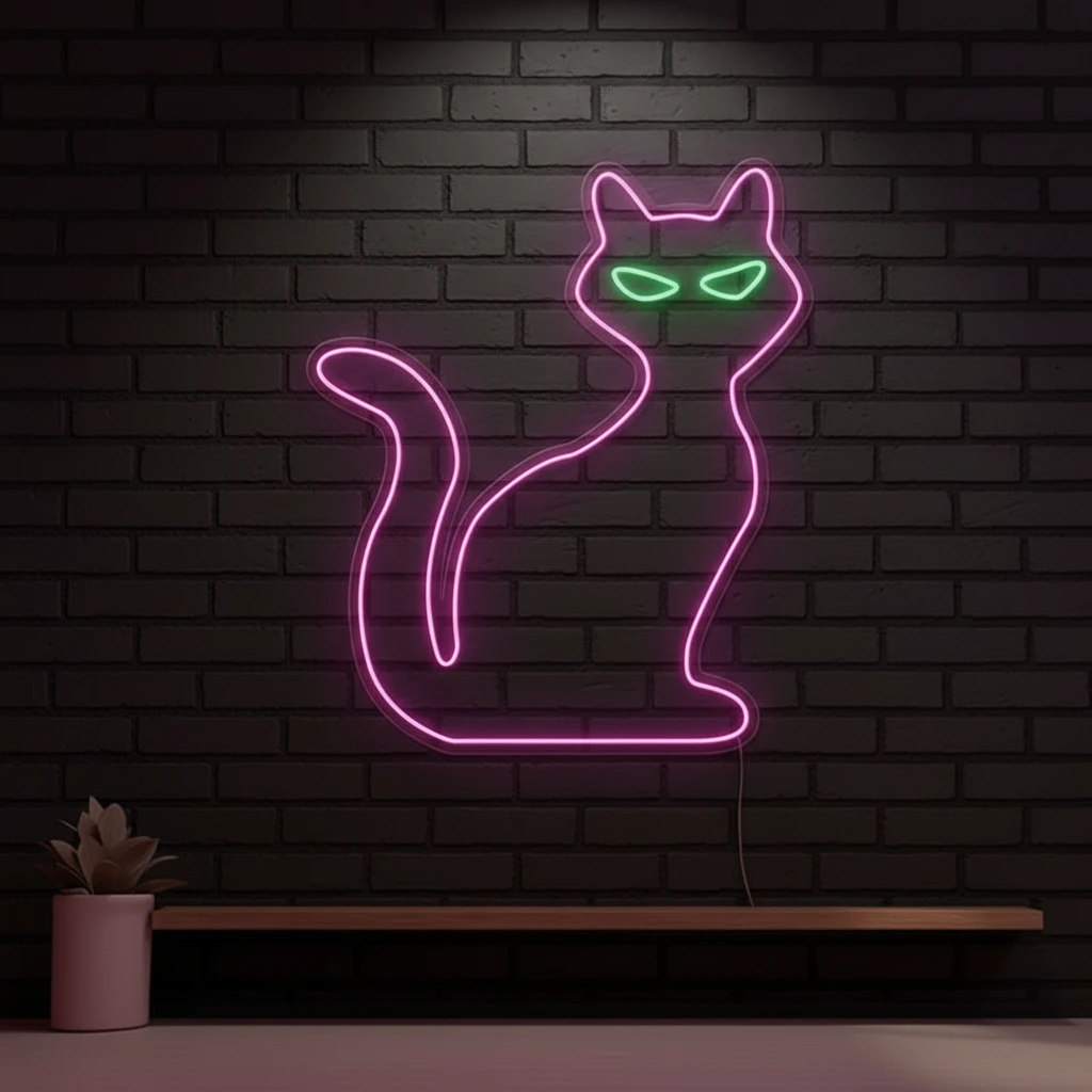 Cute Cat Led Neon Sign Home Decor Sign by Neonchics