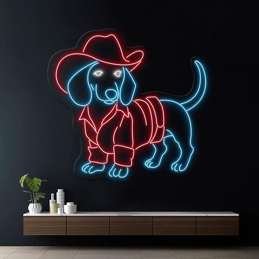 Cowboy Dachshund Neon Sign Animal Home Decor Sign by Neonchics
