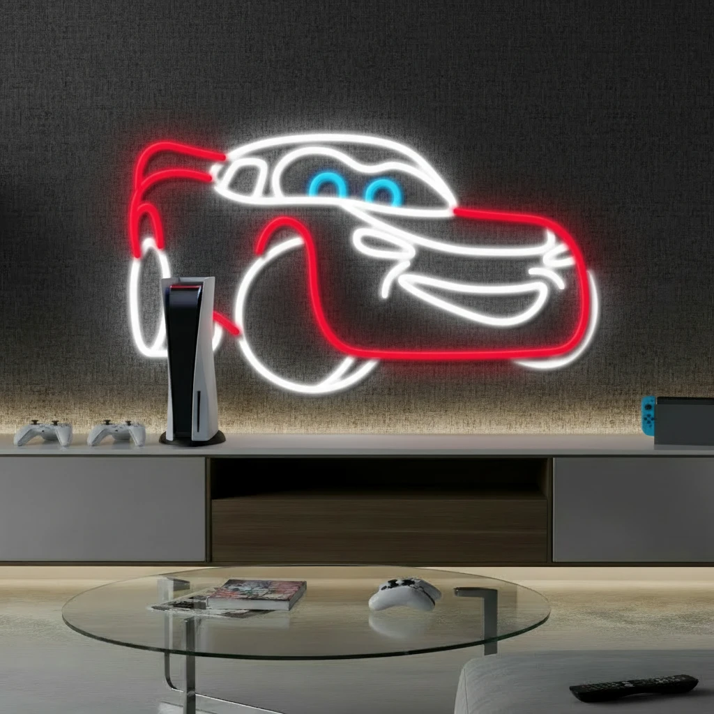 Lightning McQueen Led Neon Sign Christmas Gift Cars on the Road by Neonchics