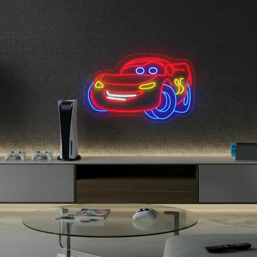 Lightning McQueen Led Neon Sign Kids Gift Room Decor by Neonchics