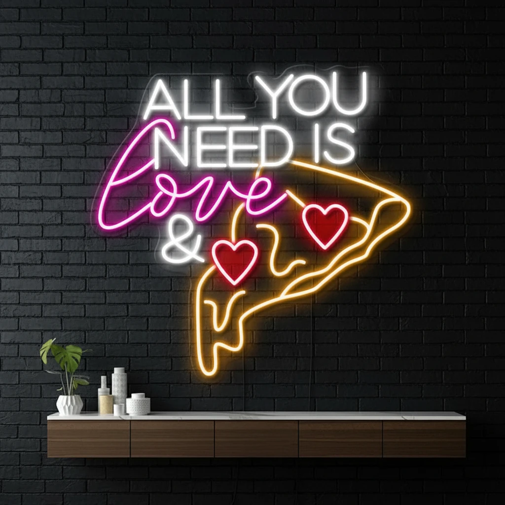 All You Need Is Love Pizza Neon Sign by Neonchics
