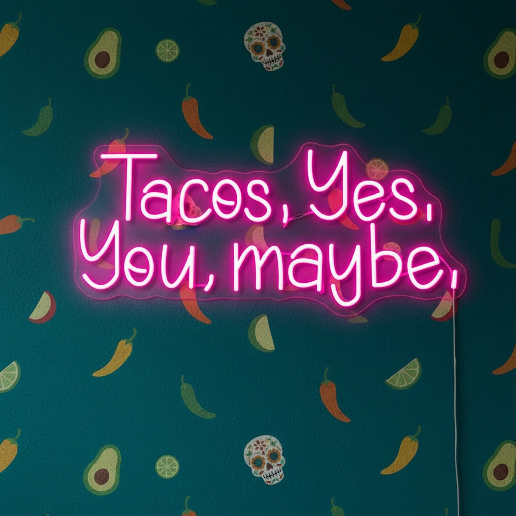 Tacos Yes You Maybe Neon Sign Custom Mexican Restaurant Neon Sign by Neonchics