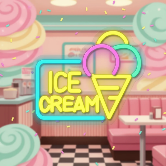 Colorful Ice Cream Neon Sign for Business Shop Door Decor by Neonchics