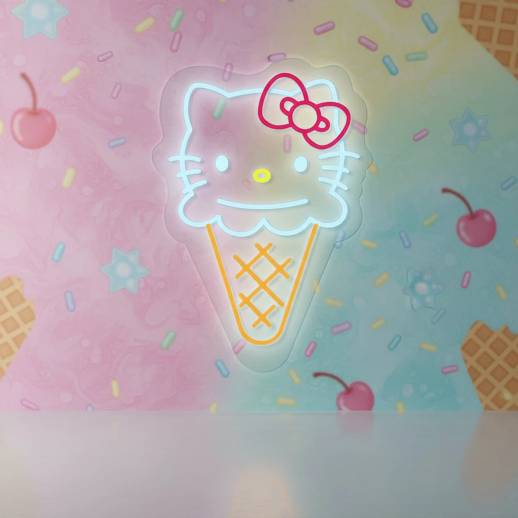 Cute Cat Neon Sign Light for Dessert Shop Room Wall Decor by Neonchics