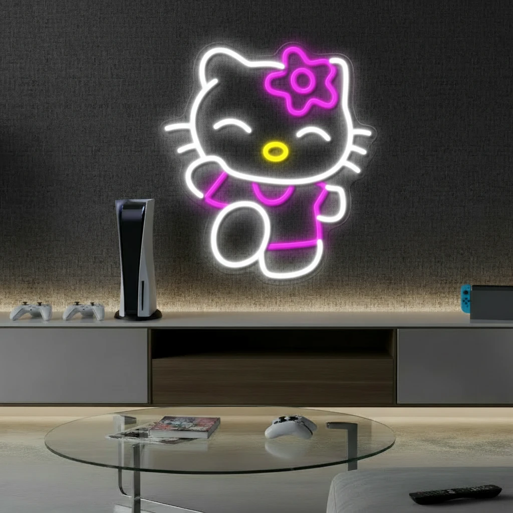 Hello Kitty Neon Sign for Girls Gift Room Wall Decor by Neonchics