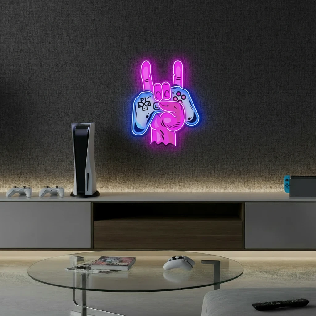 Game Hand Led Neon Sign Gaming Room Decor Sign by Neonchics