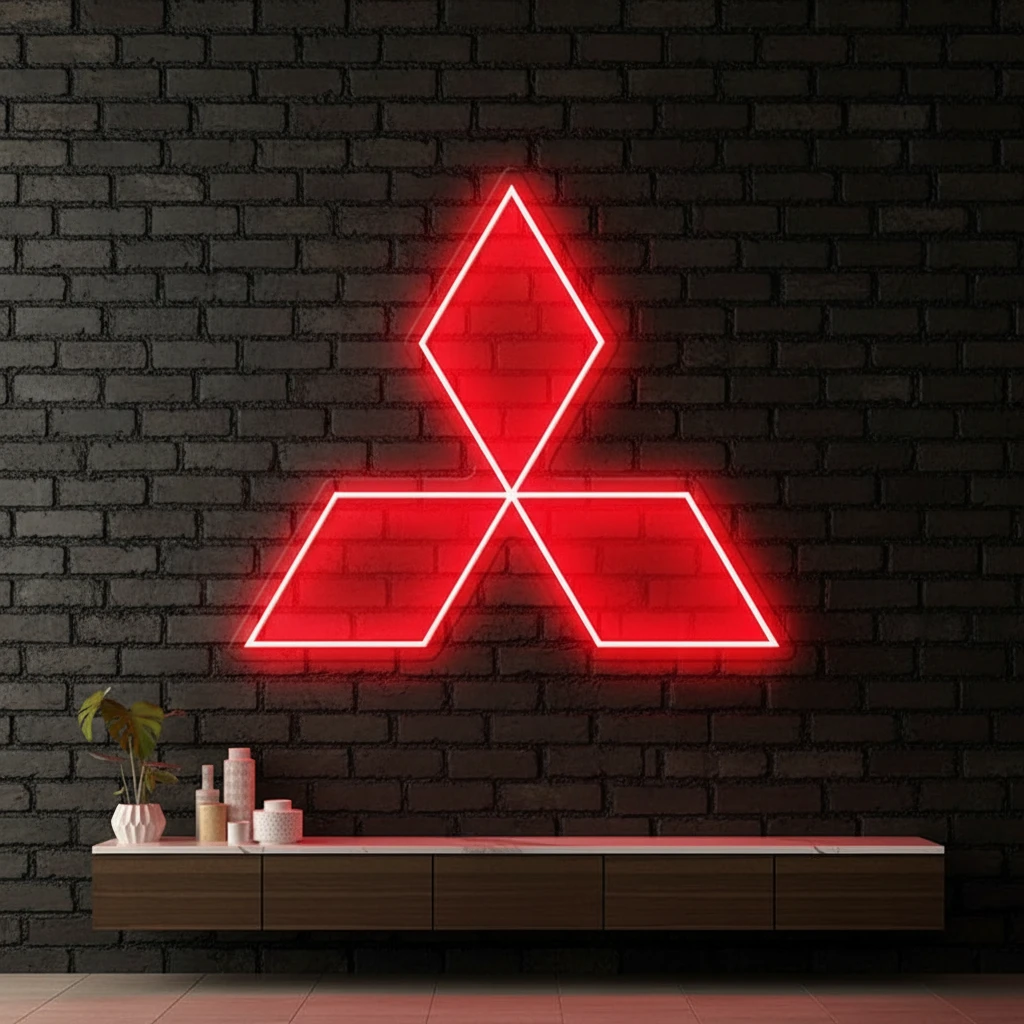 Mitsubishi Logo Led Neon Sign Garage Room Decor Sign by Neonchics