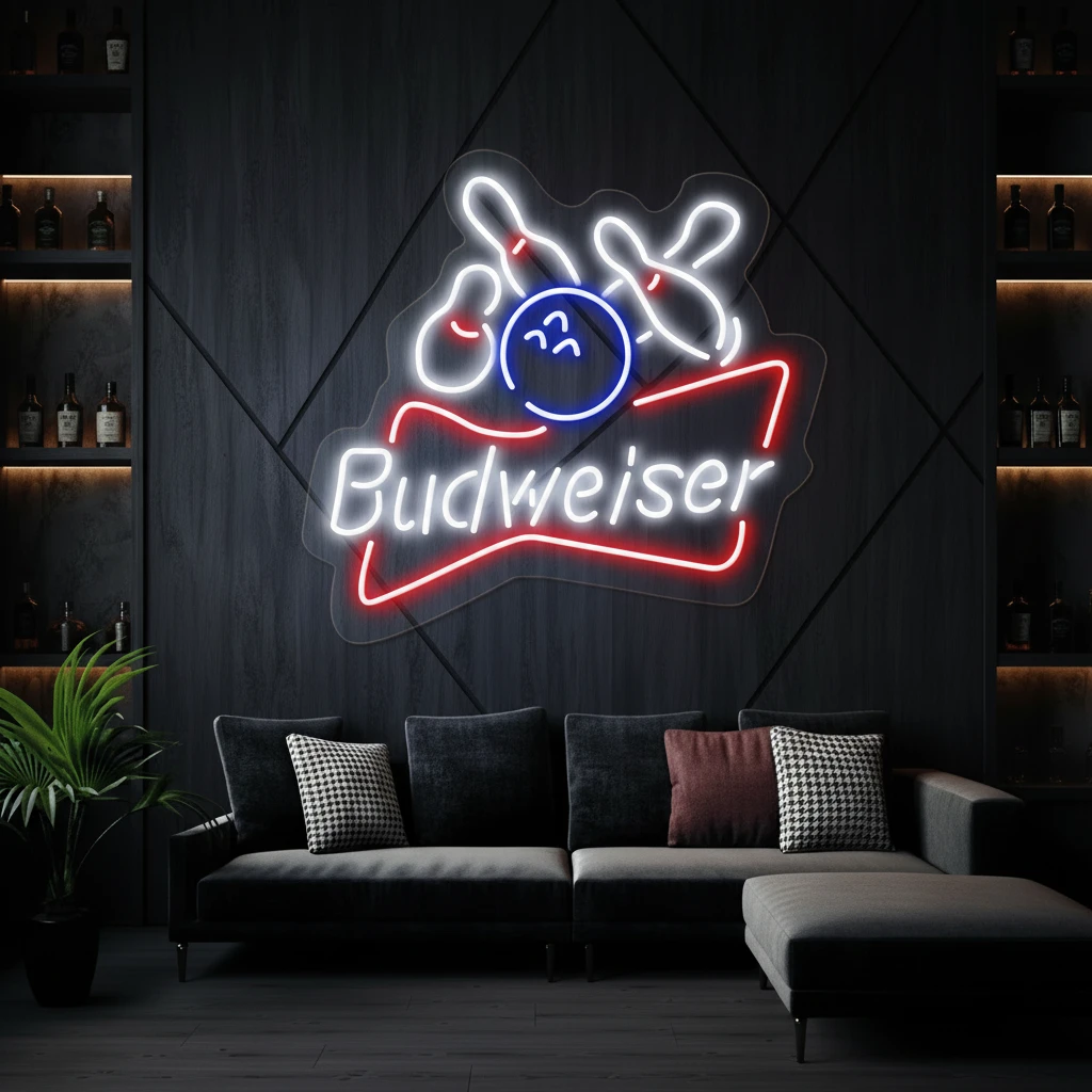 Budweiser Bowling Ball Led Neon Sign Bar Wall Decor Sign by Neonchics