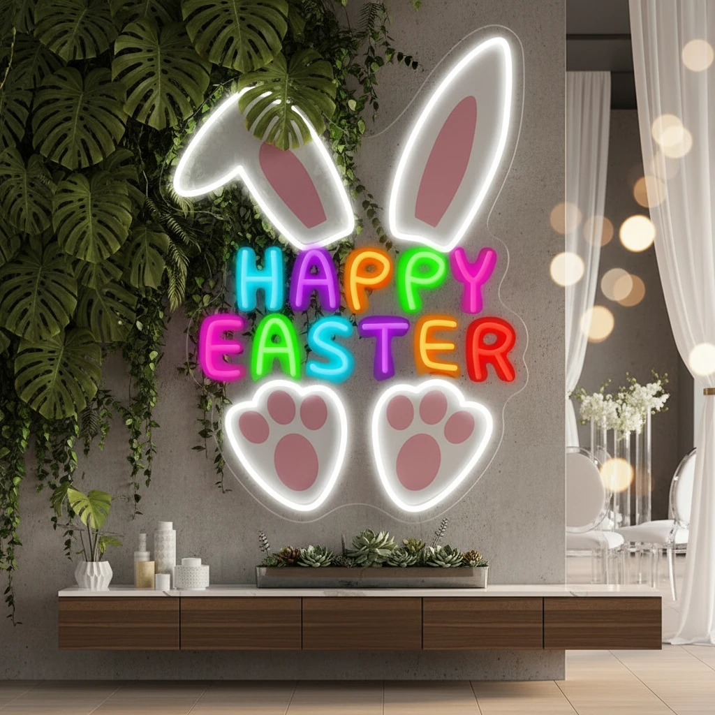 Happy Easter Bunny Led Neon Sign by Neonchics