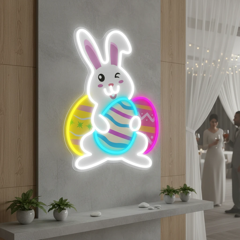 Bunny Led Neon Sign Easter Led Neon Sign for Kids Gift by Neonchics