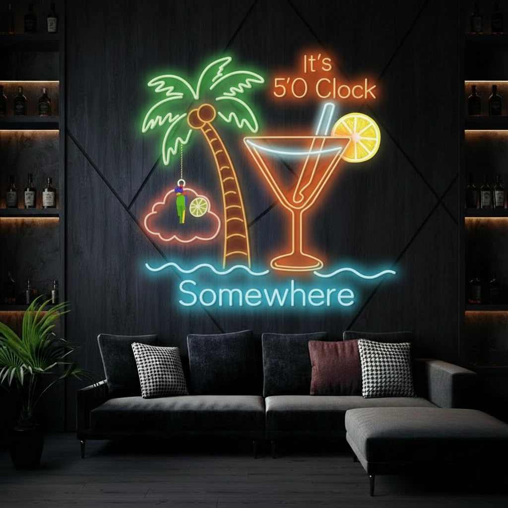 It's 5 O'clock Somewhere Led Neon Sign Wall Decor Sign by Neonchics