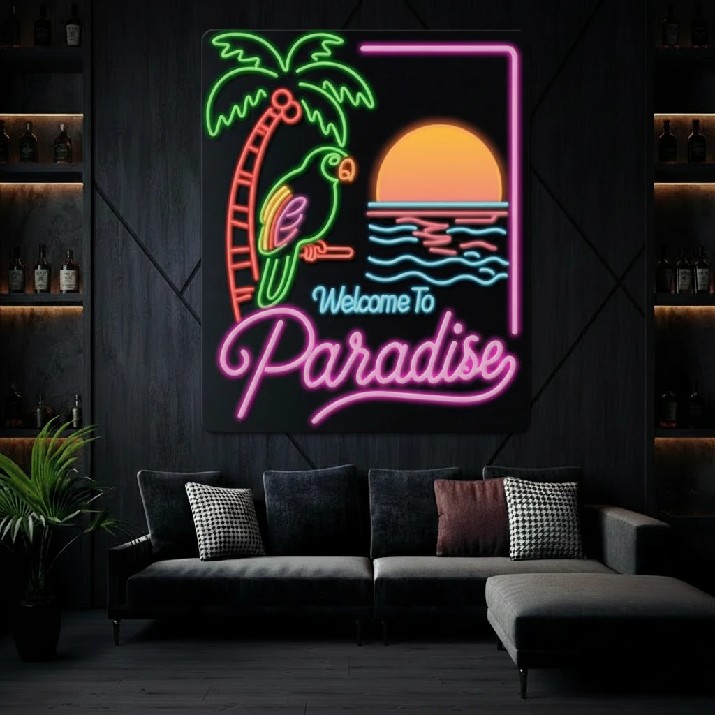 Welcome to Paradise Neon Sign Summer Party Decor Sign by Neonchics