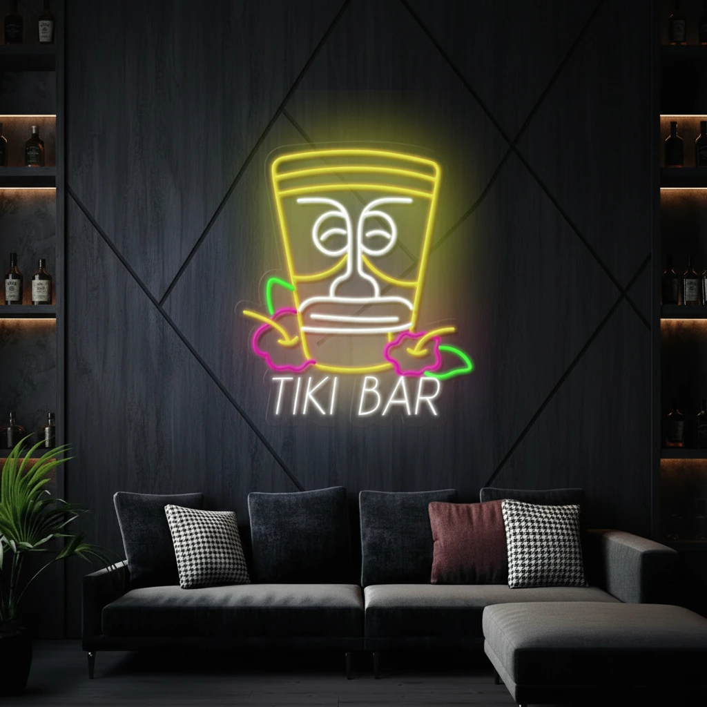 Tiki Bar Neon Sign Tiki Mask Led Neon Sign by Neonchics