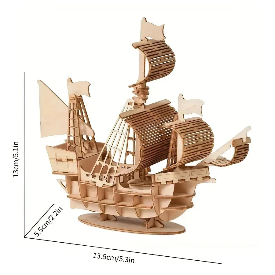 SailCraft 3D DIY Wooden Sailing Boat Puzzle Model – Decoration Set for Home and Office Bowlift by Bowlift