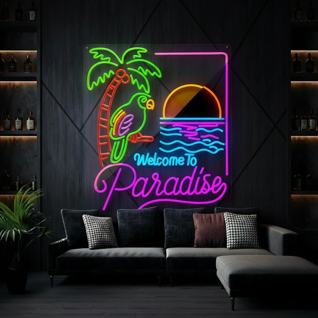 Welcome to Paradise Neon Sign Summer Party Decor Sign by Neonchics