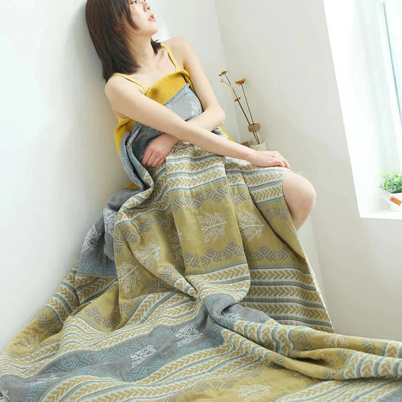 Wheatfield Dreams Reversible Cotton Blanket by Casa & Beyond