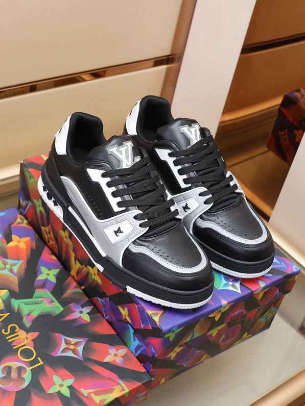 Luxury Virgil Trainer Sneakers Shoes #54 Signature Black Grey Monogram by Air Jordan