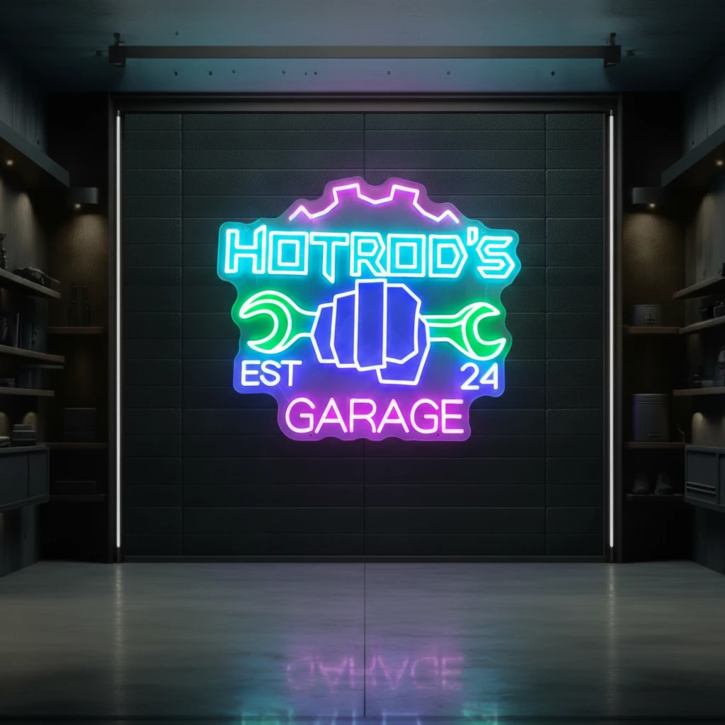 Garage Neon Sign Personalized Garage Sign for Men by Neonchics