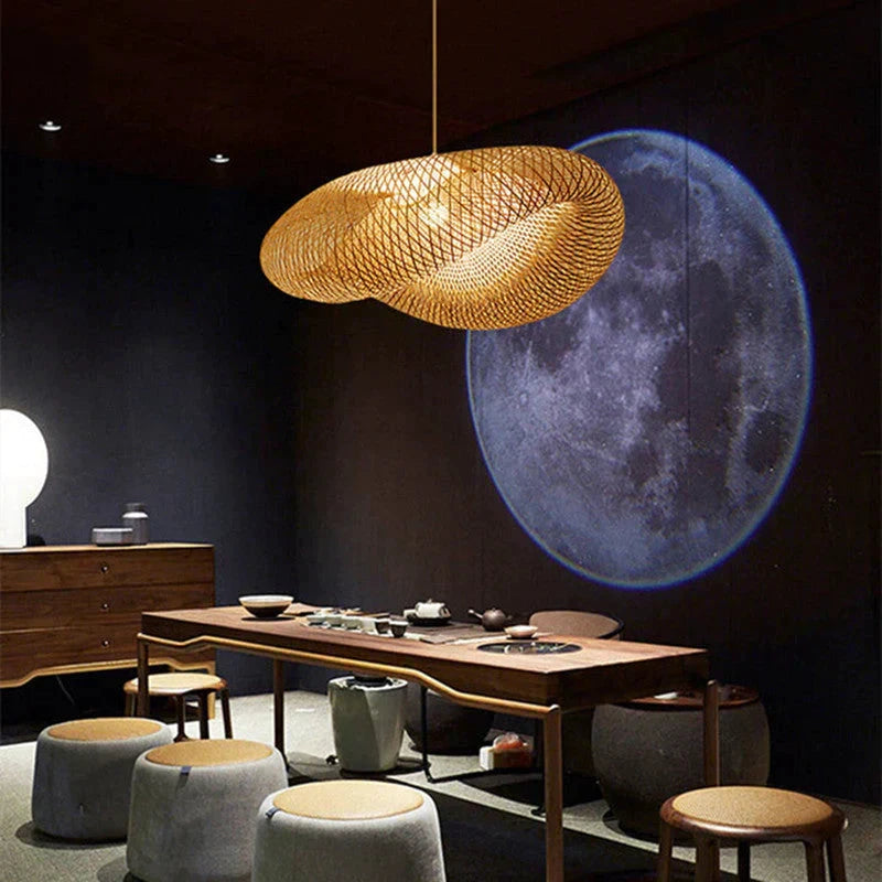 ZenGlow Handwoven Bamboo Pendant Light Bowlift by Bowlift