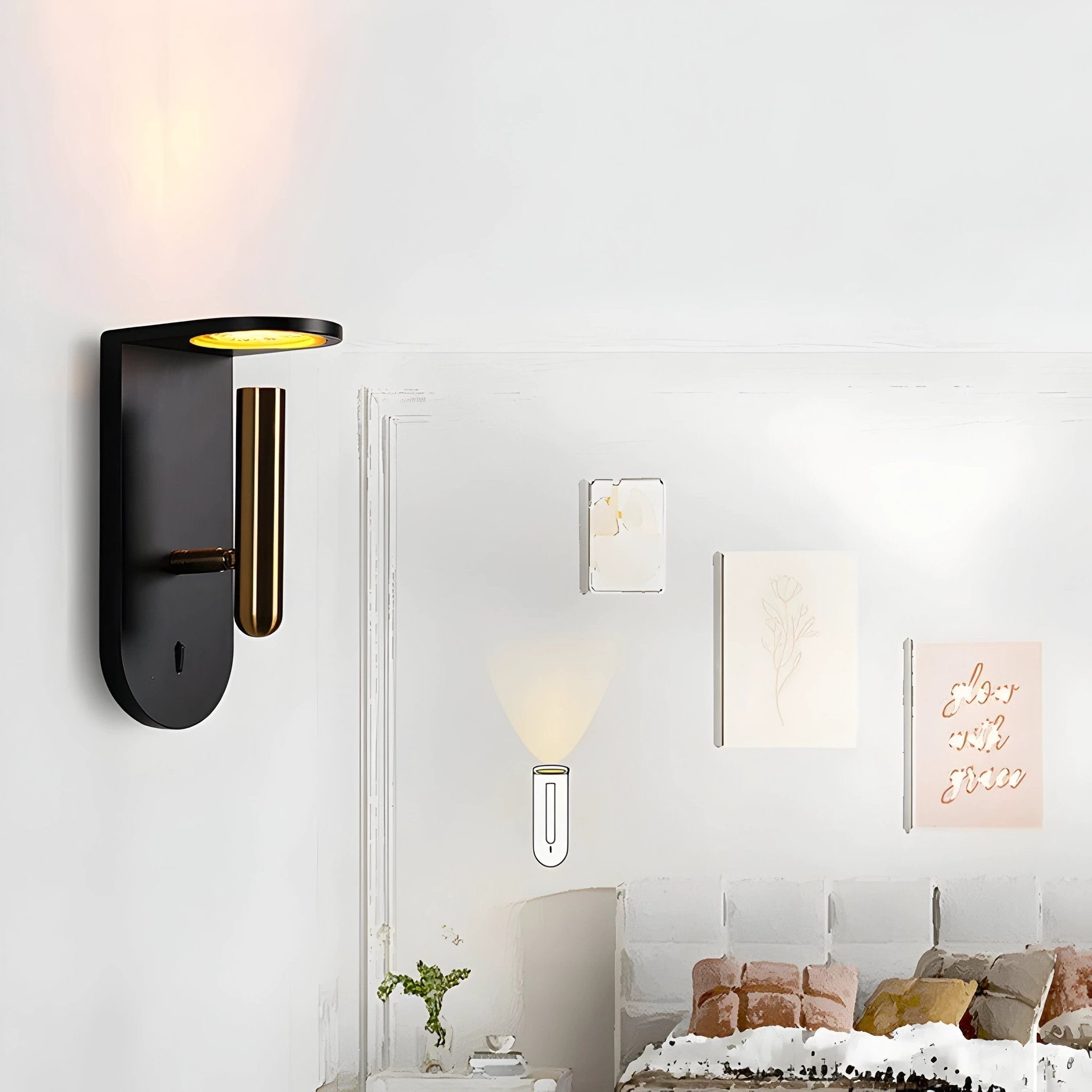 Adjustable Nordic LED Wall Light with Flame Effect Bowlift by Bowlift